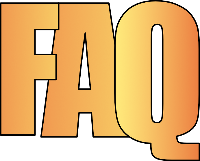 Small graphic icon in the shape of the letters F A Q in yellow