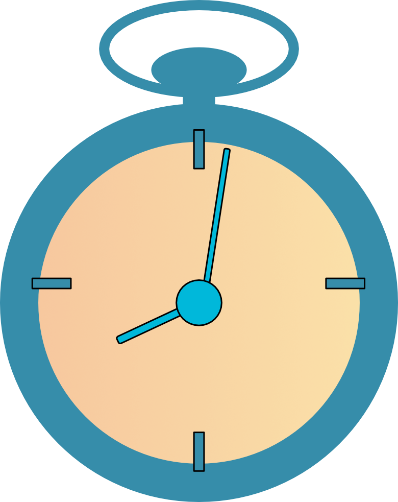 Web icon graphic as the outline a stop watch in yellow and steel blue